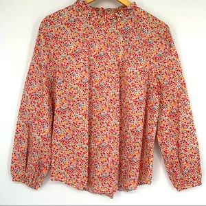 NWT J. Crew Ruffle Neck Long Sleeved Liberty Top